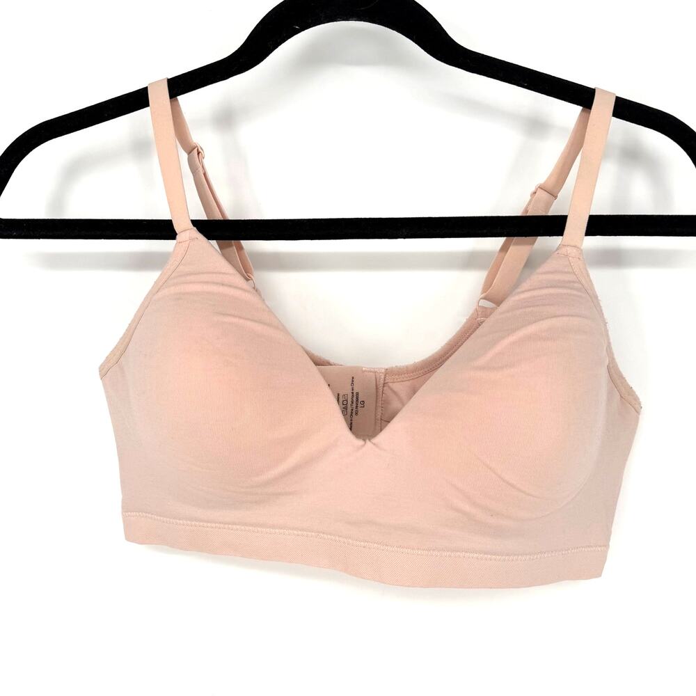 ThirdLove Seamless Stretch Cotton Wireless Bra Womens L Beige Padded Comfort